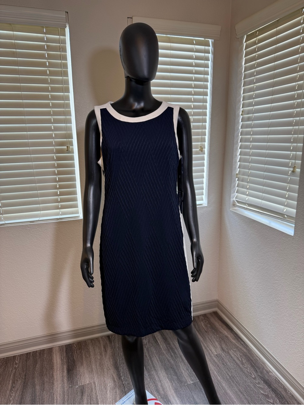 Tommy Hilfiger Navy Shift Dress with White Trim